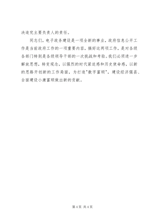 县电子政务建设和政府信息公开工作会议发言 (2).docx