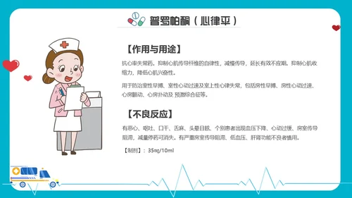 卡通内容型抢救车急救药品PPT课件急救知识