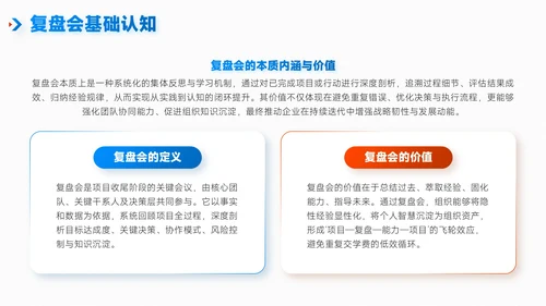 蓝绿色简约风项目总结内部复盘会PPT模板