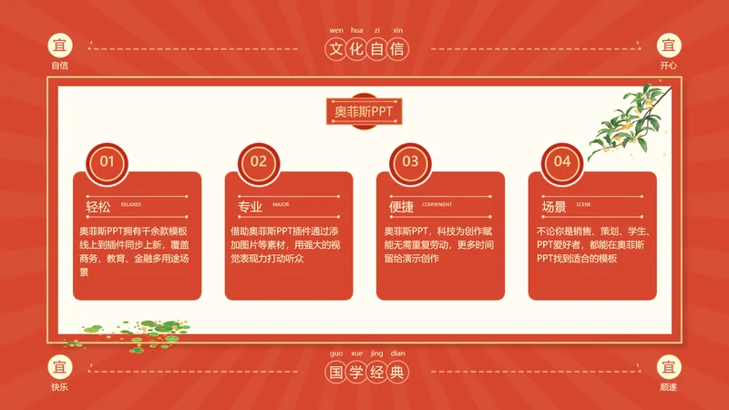 中国风并列关系4项PPT单页