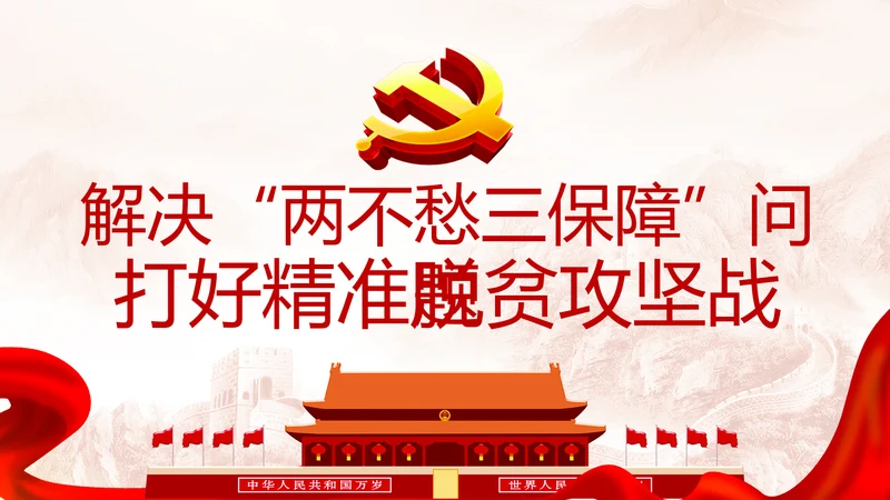 学习两不愁三保障脱贫攻坚PPT模板