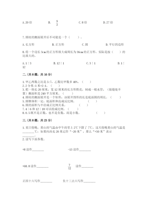 西师大版数学小升初模拟试卷附参考答案【巩固】.docx