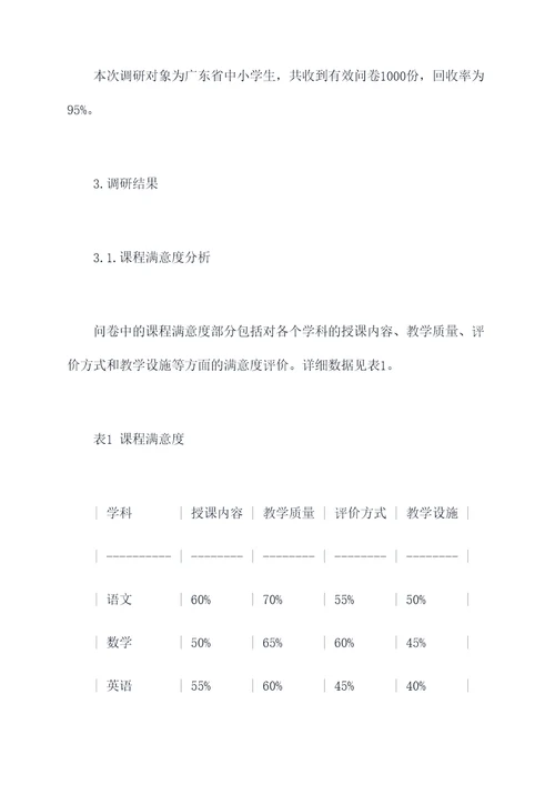 课程展开情况调研报告