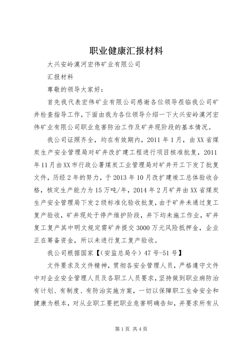 职业健康汇报材料.docx