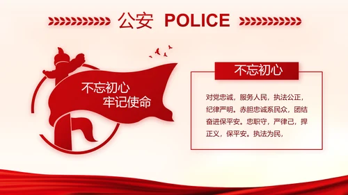 红色大气公安警察派出所演讲动态PPT