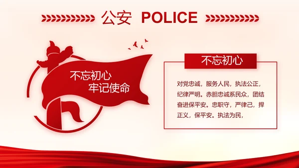 红色大气公安警察派出所演讲动态PPT