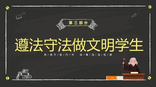 黑色黑板风卡通儿童懂法守法与法同行422日世界法律日主题班