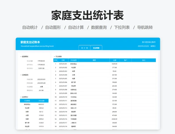 家庭支出统计表