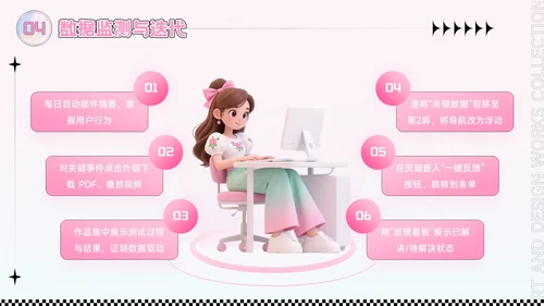 粉色潮流风艺术设计作品集PPT模板