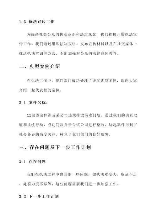 监督执法全面开展情况汇报