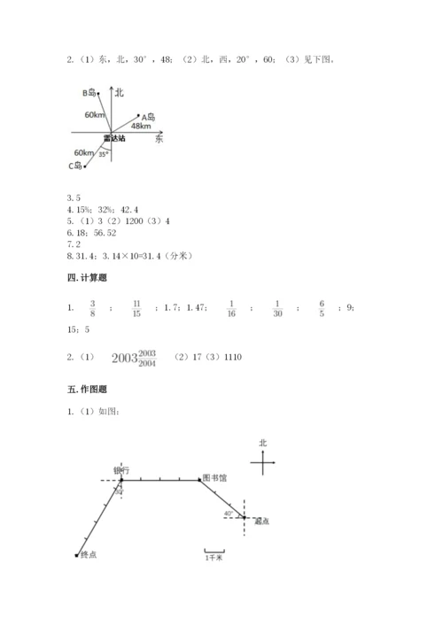 六年级上册数学期末测试卷及参考答案（考试直接用）.docx