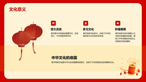 红色喜庆新年春节华夏春节魅力介绍PPT模板