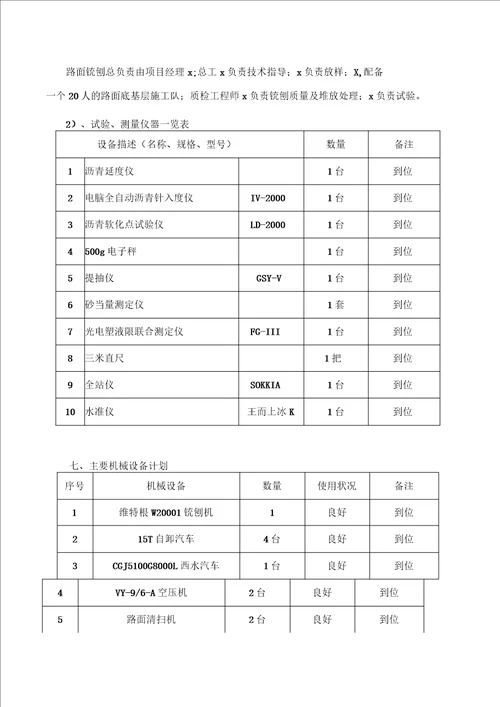 路面铣刨施工方案标