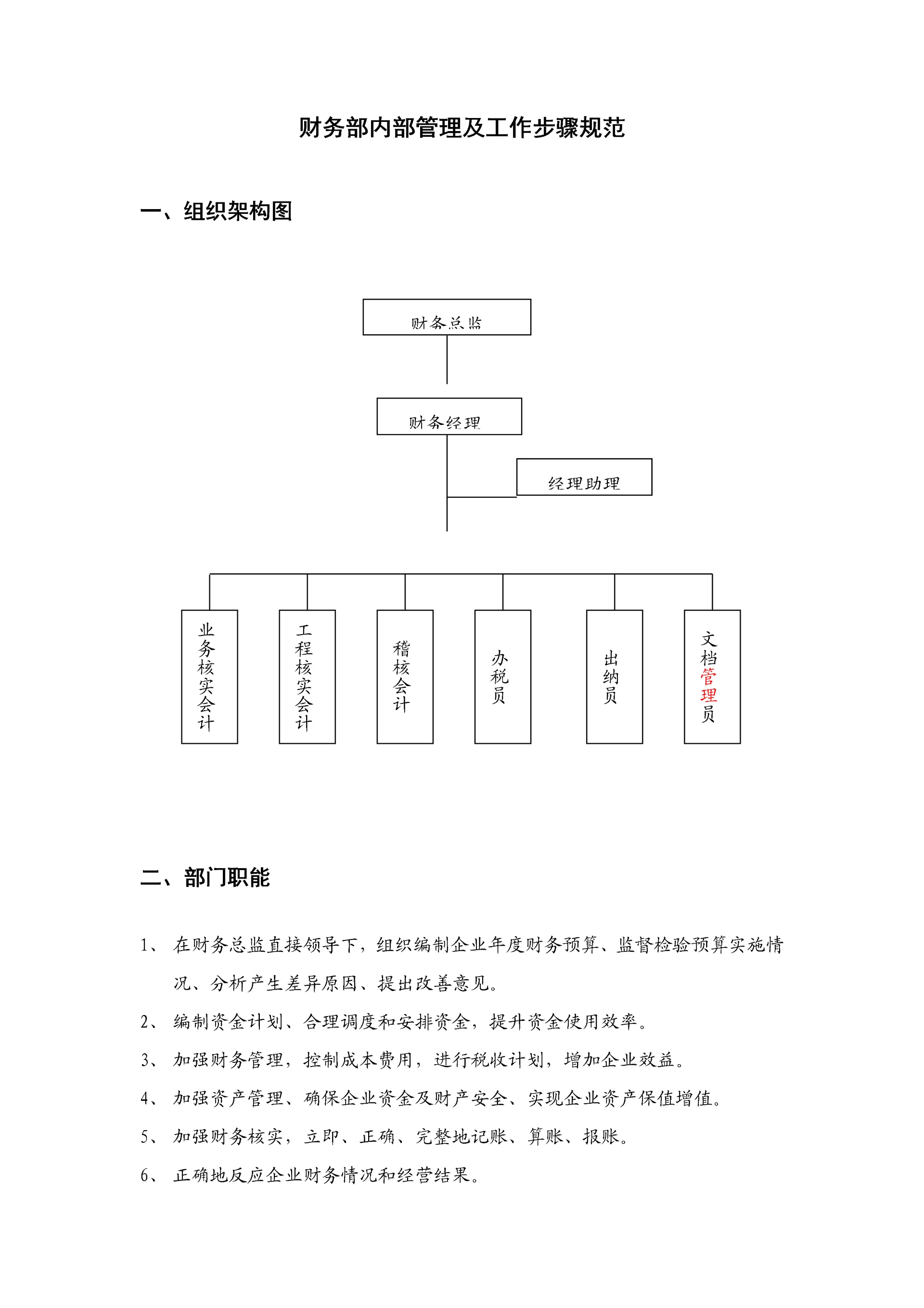 公司财务部内部管理及工作流程规范模板.docx