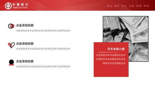 中国银行工作汇报通用PPT模板