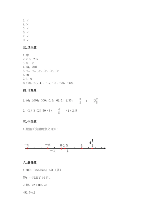 冀教版小学六年级下册数学期末综合素养测试卷精品【能力提升】.docx