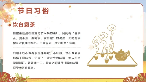 棕色卡通秋天二十四节气之白露带内容PPT模板