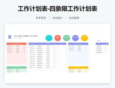 工作计划表-四象限工作计划表