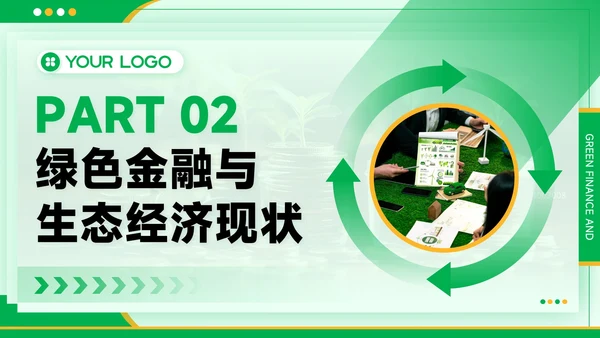 黄绿色质感风绿色金融与生态经济PPT模板