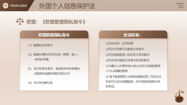 棕色简约商务风企业法律宣传培训个人信息保护法课件PPT模板
