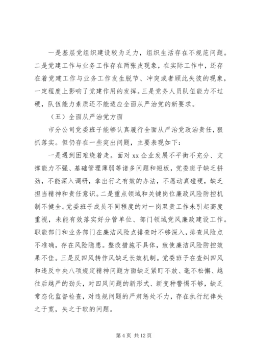 企业领导班子巡视整改专题民主生活会对照检查材料.docx