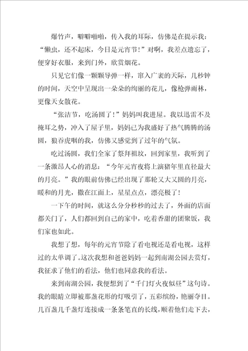 元宵节的感想三年级作文范文五篇