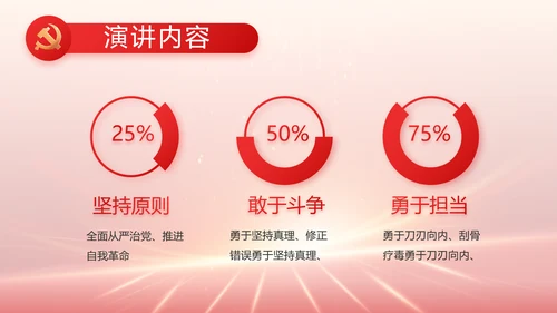 红色党建党支部党员大会工作总结动态PPT