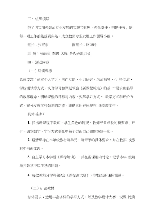 永锋小学教师专业发展年实施方案Document