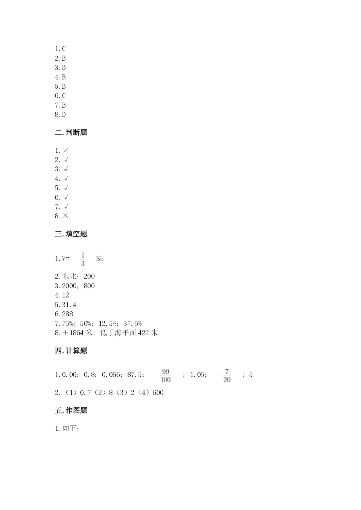 沪教版小学数学六年级下册期末检测试题含完整答案（夺冠）.docx