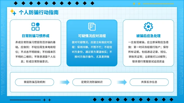 蓝色潮流风全民反诈识骗反骗反诈宣传PPT模板