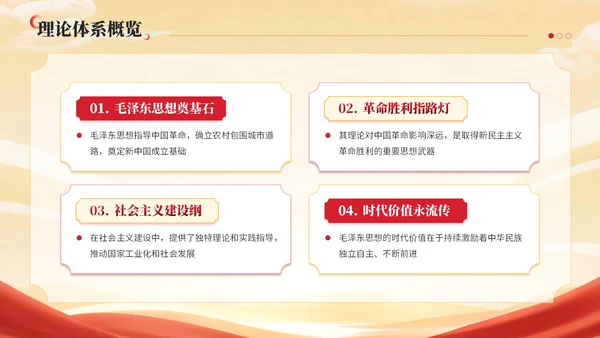 红黄双色中国风建党节学校党课PPT模板