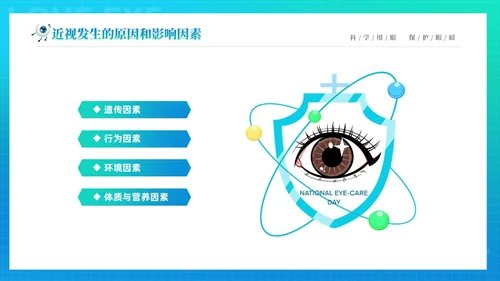 青色渐变简约卡通科学用眼保护视力6月6日全国爱眼日主题宣传P