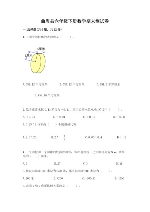 曲周县六年级下册数学期末测试卷往年题考.docx