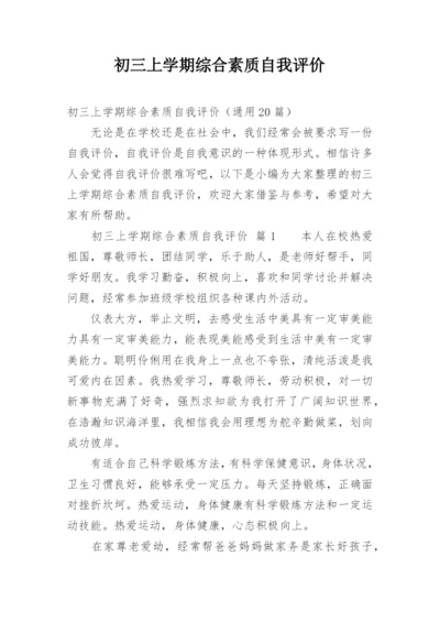 初三上学期综合素质自我评价.docx