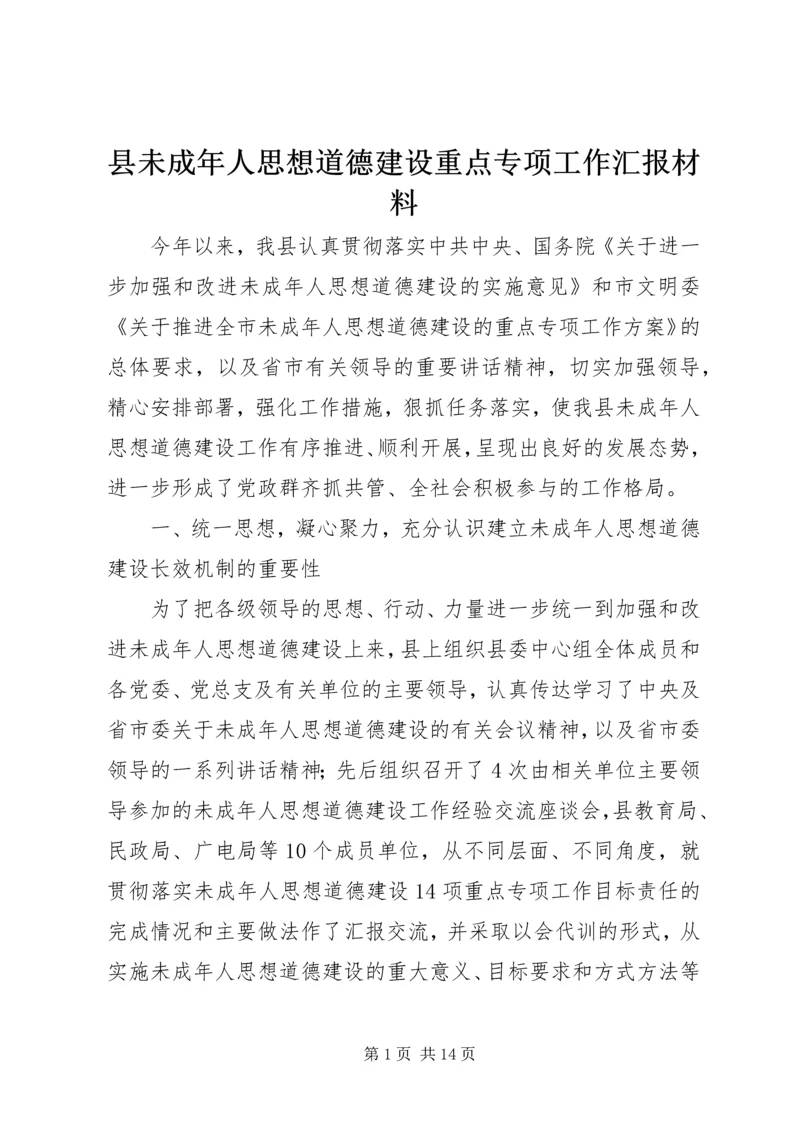 县未成年人思想道德建设重点专项工作汇报材料.docx