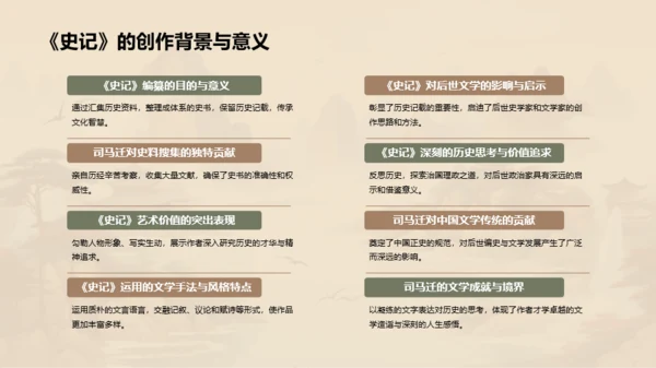黄色中式国风司马迁人物介绍PPT模板