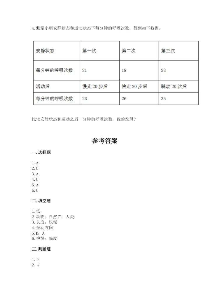 教科版四年级上册科学期末测试卷及答案解析.docx