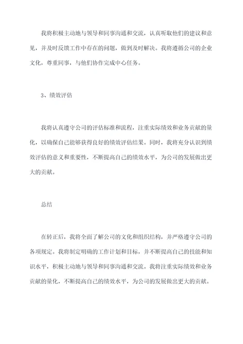 个人转正后工作计划