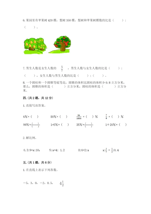 小学六年级数学期末自测题【考试直接用】.docx