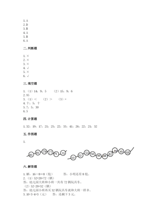 人教版一年级下册数学期末测试卷【考试直接用】.docx