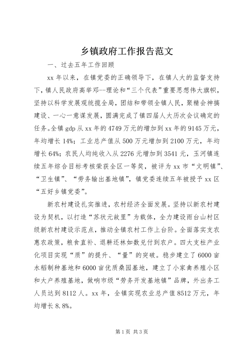 乡镇政府工作报告范文.docx