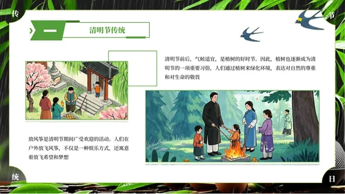 绿色简约清明节主题班会PPT模板