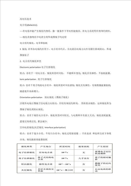 河南理工大学高电压重点技术复习总结