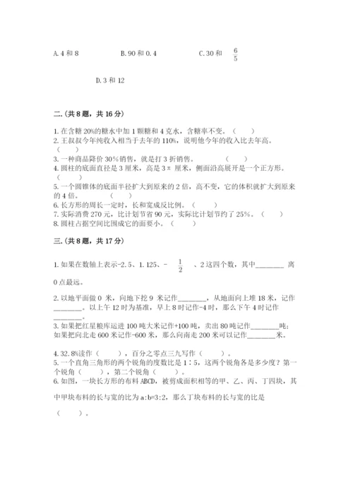 人教版六年级数学小升初试卷及参考答案（综合卷）.docx