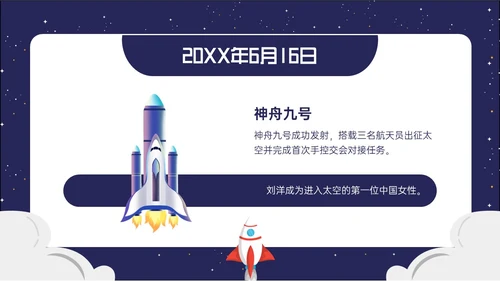 蓝色卡通风格中国航天发展史简介PPT课件