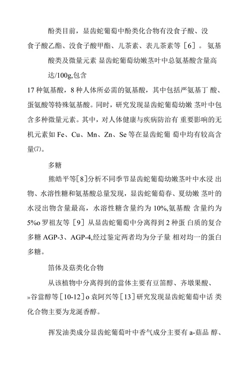 显齿蛇葡萄的化学成分及药理作用研究进