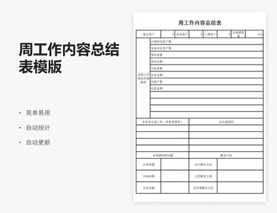 周工作内容总结表模版