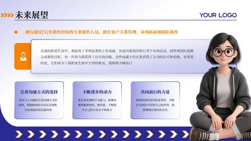 蓝色3D卡通风个人介绍通用模板