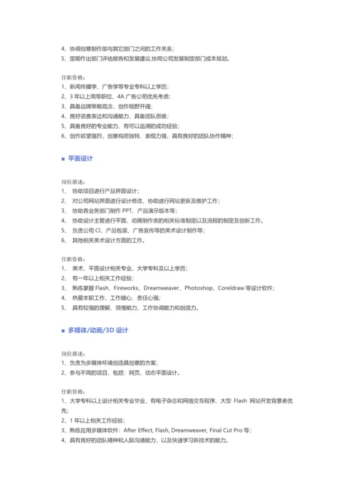【美术、设计、创意、艺术、出版】职位说明书.docx