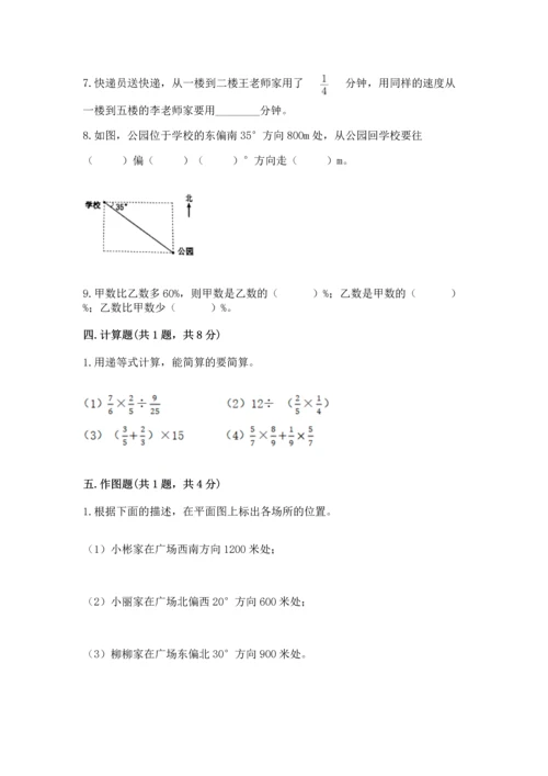小学数学六年级上册期末测试卷及参考答案1套.docx
